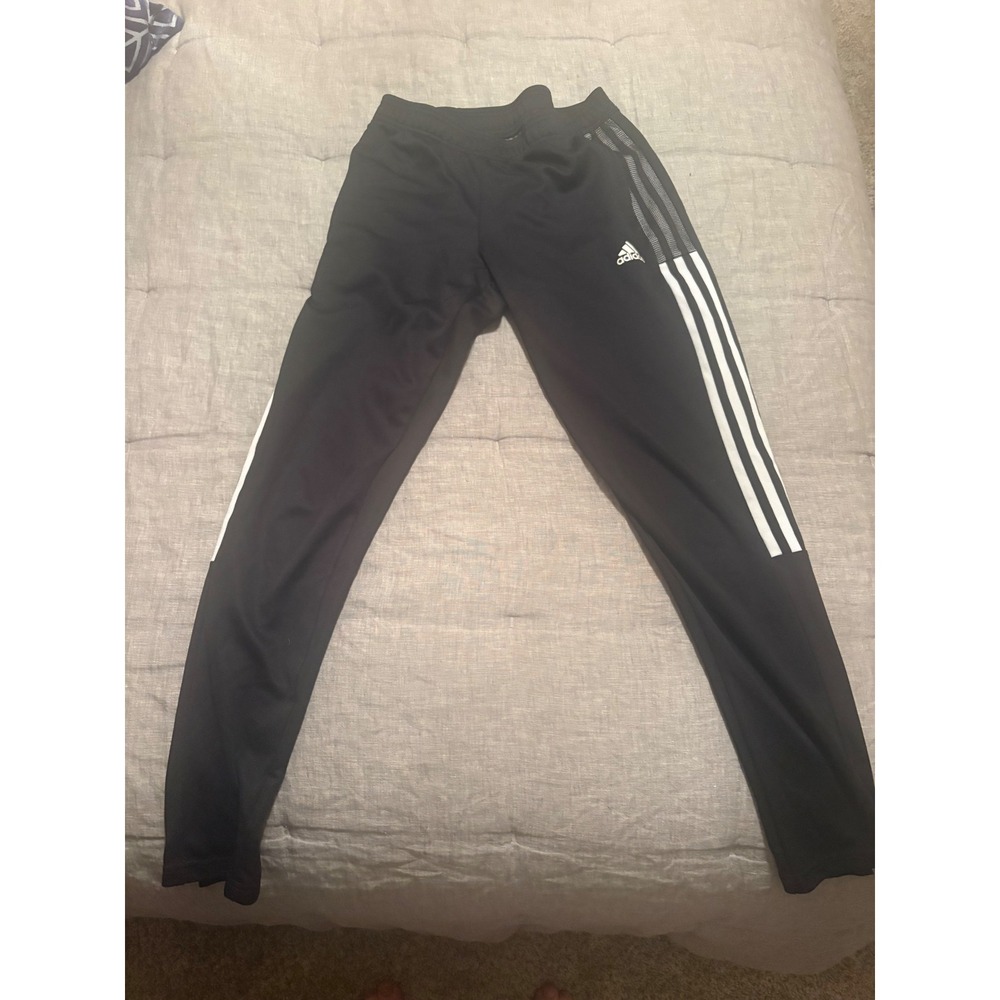 Adidas Tiro Black Track Pants White 3 Stripe Tapered Joggers Small